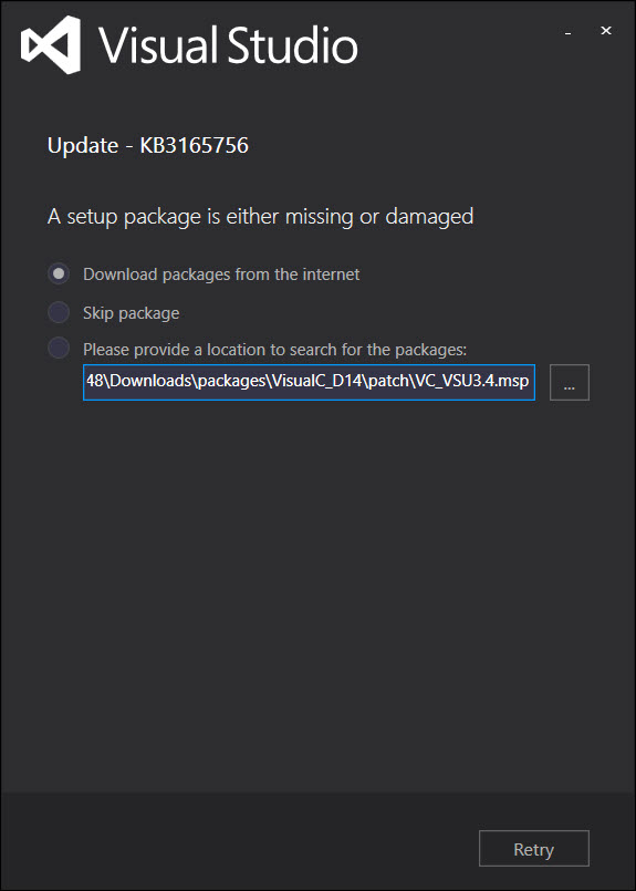 Visual Studio 2015 Update 3 – KB3165756 VC_VSU3.4.msp missing – Obscure ...